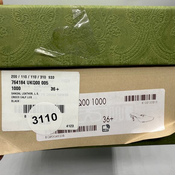 Gucci Interlocking G Logo Croc Calf Lux Embossed Leather Mules Black 36.5 US 6.5 - Picture 8 of 8